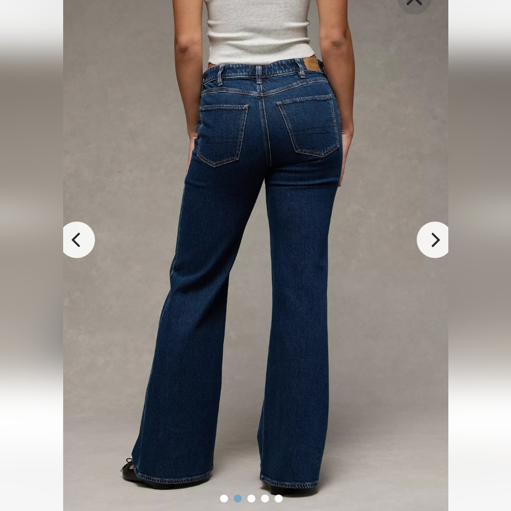 American Eagle Stretch High-Waisted Flare Jeans W/ Horsebit Chain Detail - Picture 2 of 9